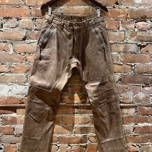 Diesel “Industry Division” Distressed Brown Leather Pants